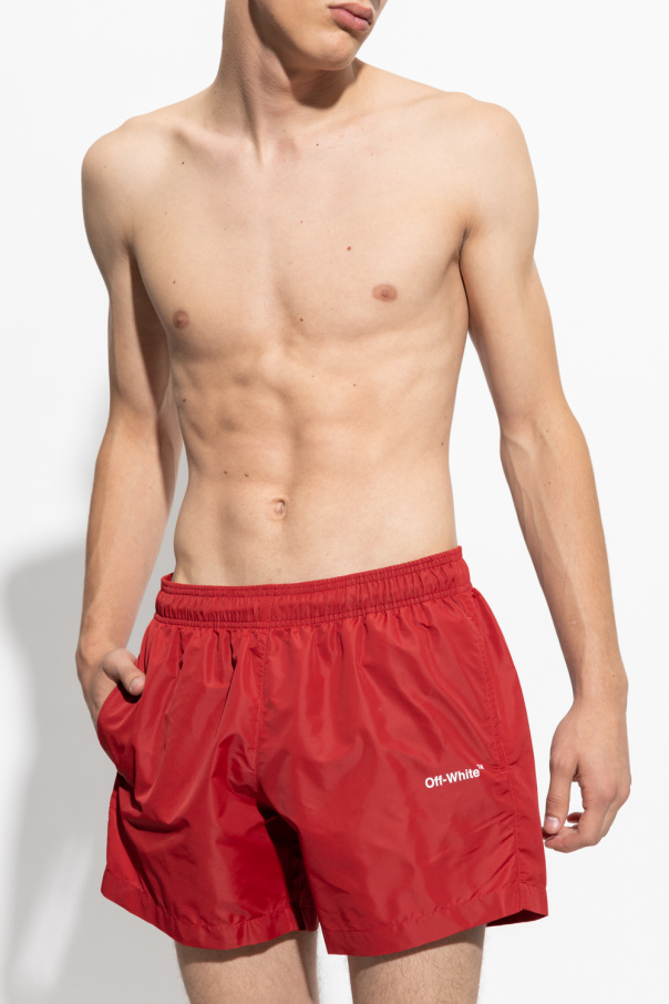 Off white brand red shorts best sale